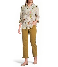 Tru Luxe Jeans Stretch Twill Wide Leg Fringe Hem Jeans