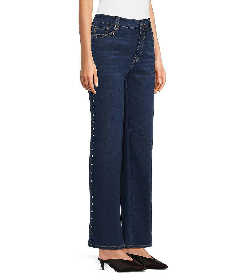 Tru Luxe Jeans Studded Denim Wide Leg Jeans