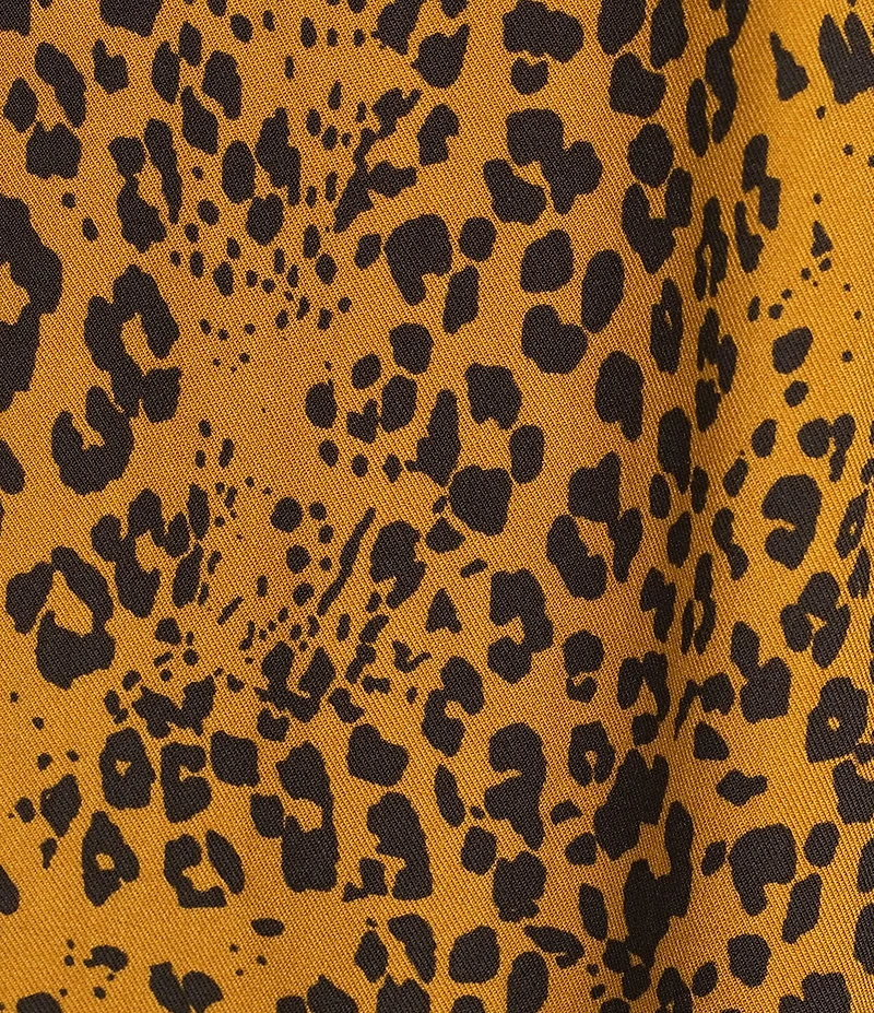 Tru Luxe Jeans Twill Animal Print Split Neck Short Sleeve Top