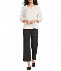 Tru Luxe Jeans Twill Flat Front Wide Leg Jeans