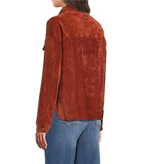 Tru Luxe Jeans Velveteen Point Collar Long Sleeve Button Front Jacket