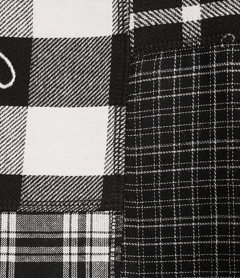 Tru Luxe Mixed Plaid Collar Long Sleeve Shirt