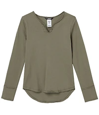Truce Big Girls Long Sleeve Split Neck T-Shirt