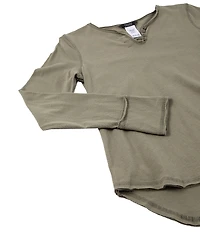 Truce Big Girls Long Sleeve Split Neck T-Shirt