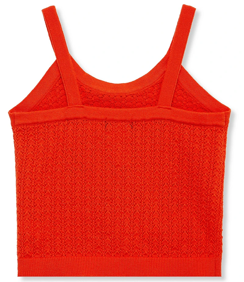 Truce Big Girls Sleeveless Hibiscus-Appliqued Crocheted Sweater-Knit Tank Top