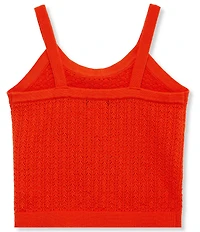 Truce Big Girls Sleeveless Hibiscus-Appliqued Crocheted Sweater-Knit Tank Top