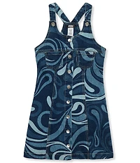 Truce Big Girls Sleeveless Racerback Printed Denim A-Line Dress