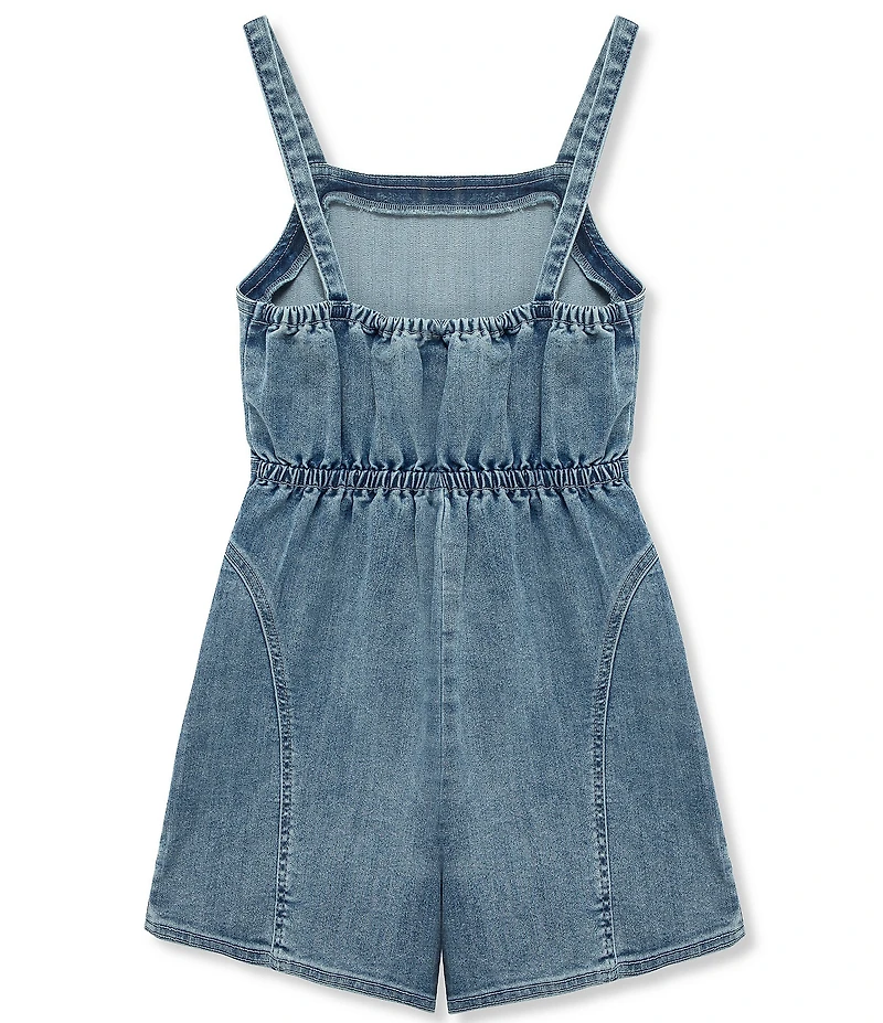 Truce Big Girls Sleeveless Stretch Denim Romper