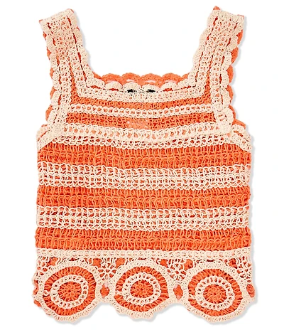 Truce Big Girls Sleeveless Stripe Crochet Tank Top