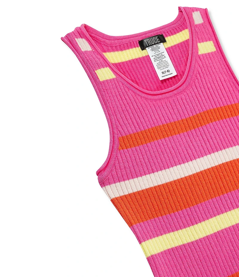 Truce Big Girls Sleeveless Striped Rib-Knit Tank Top