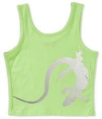 Truce Big Girls Sleeveless Wrap Around Reptile Screen Print Tank Top