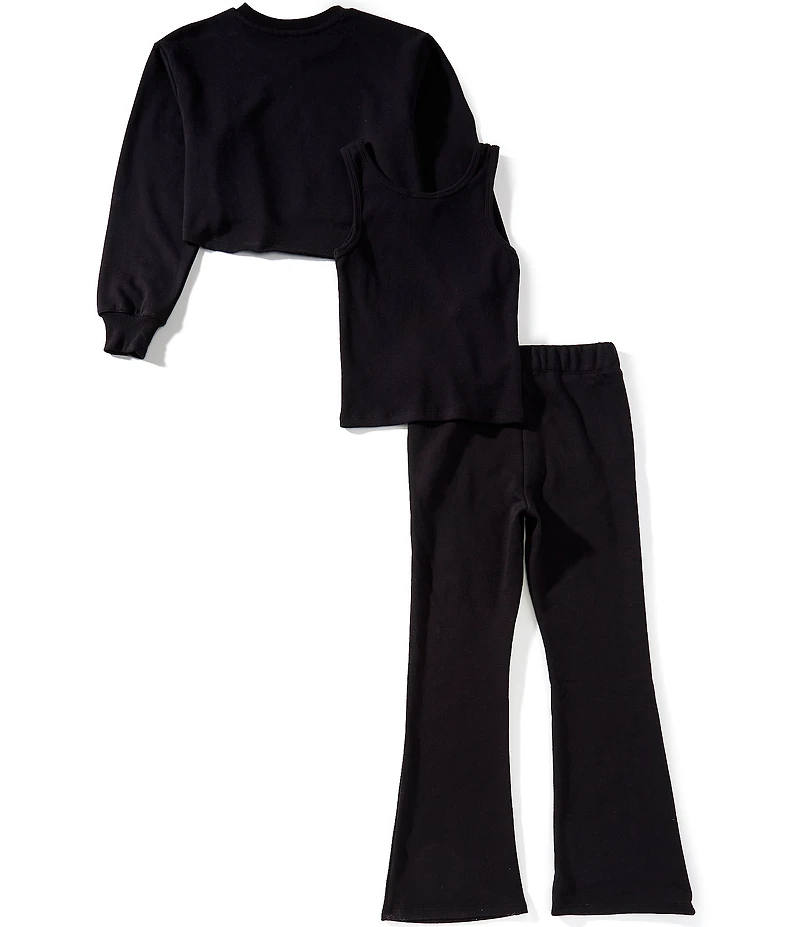 Truce Big Girls Long Sleeve Crop Sweatshirt & Matching Tank and Pants 3-Piece Set