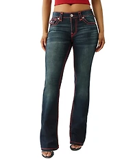 True Religion Becca Rhinestone Mid Rise Bootcut Jeans