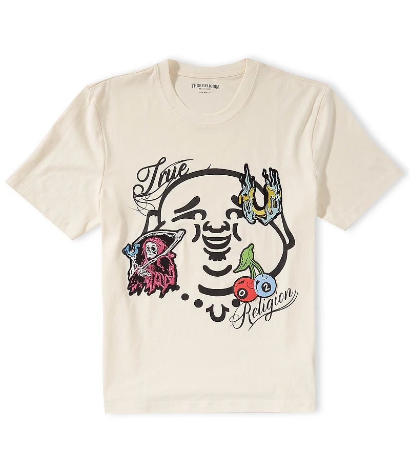 True Religion Buddha Face Graphic Short Sleeve T-Shirt