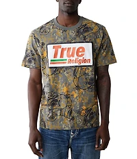 True Religion Buddha/Camouflage-Printed Short Sleeve T-Shirt