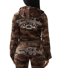 True Religion Camo Velour Crystal Logo Long Sleeve Coordinating Hoodie
