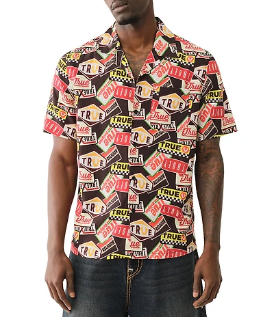 True Religion Camp All Over Print Short Sleeve Shirt