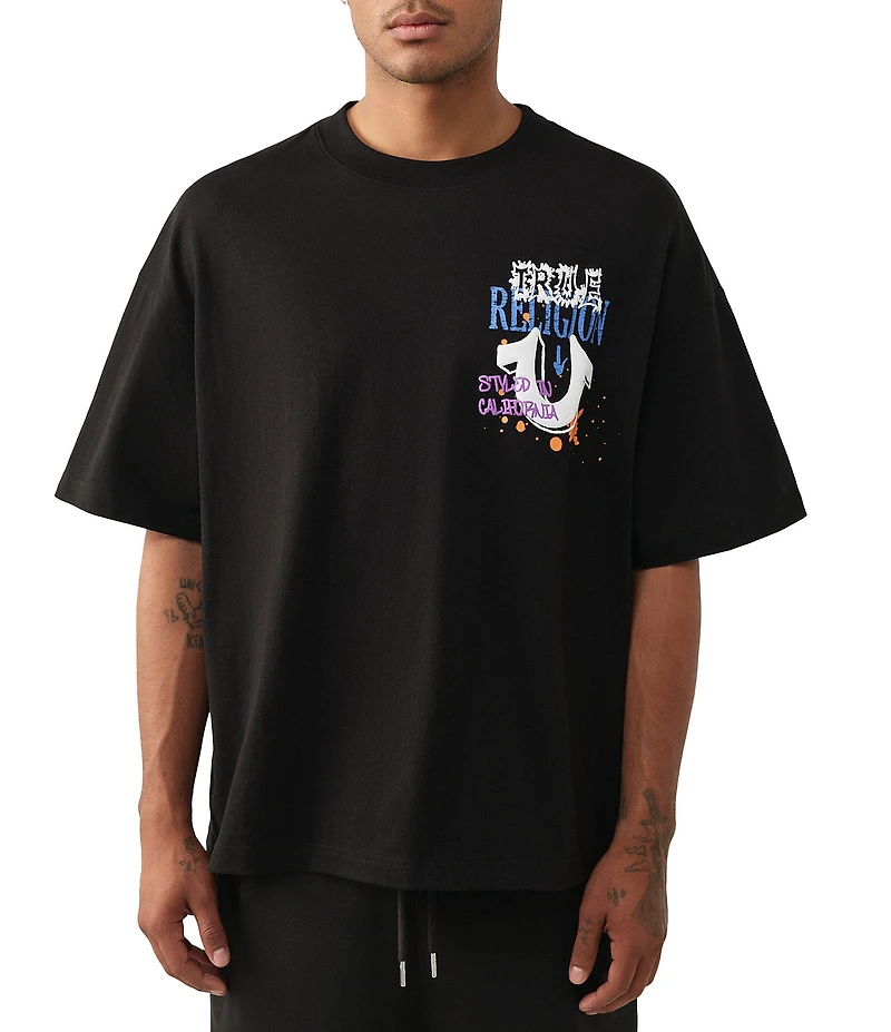 True Religion Concert Buddha Short Sleeve Oversized T-Shirt