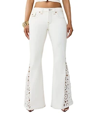 True Religion Crochet Mid-Rise Flare Leg Flap Pocket Denim Jeans