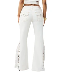 True Religion Crochet Mid-Rise Flare Leg Flap Pocket Denim Jeans