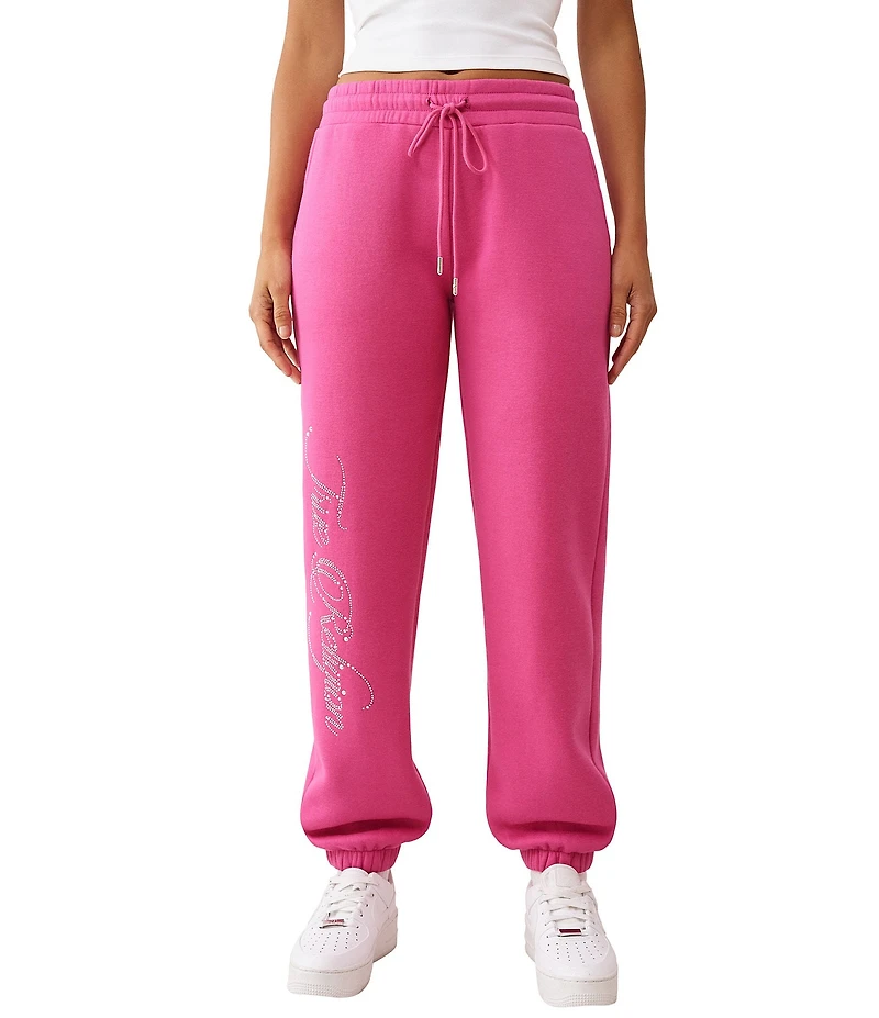 True Religion Crystal Crown Elastic Waistband Coordinating Boyfriend Jogger