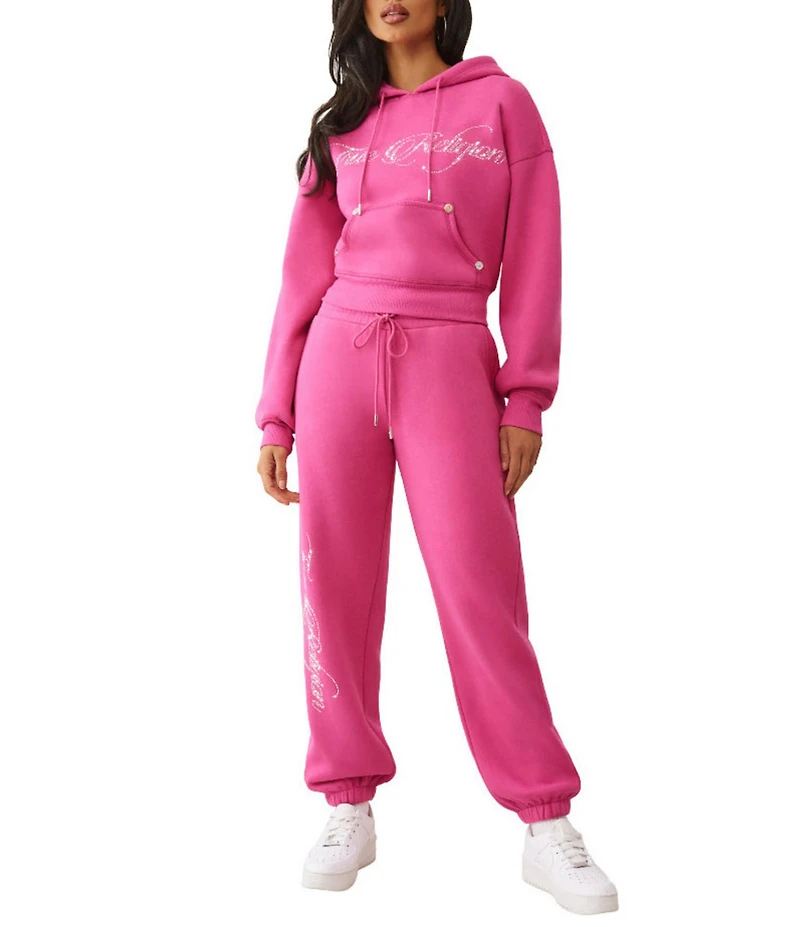 True Religion Crystal Crown Elastic Waistband Coordinating Boyfriend Jogger