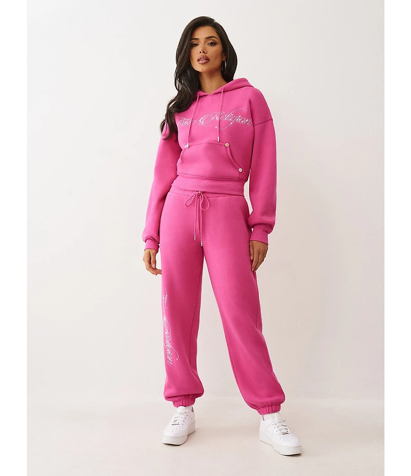 True Religion Crystal Crown Elastic Waistband Coordinating Boyfriend Jogger