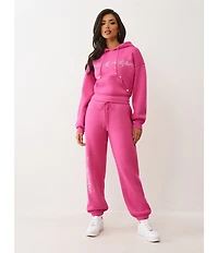 True Religion Crystal Crown Elastic Waistband Coordinating Boyfriend Jogger