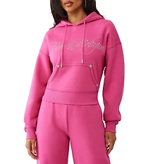 True Religion Crystal Crown Long Sleeve Cropped Coordinating Boyfriend Hoodie