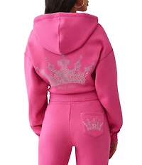True Religion Crystal Crown Long Sleeve Cropped Coordinating Boyfriend Hoodie