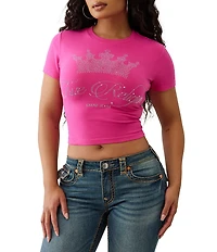 True Religion Crystal Crown TR Logo Crew Neck Short Sleeve Baby Tee