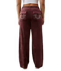 True Religion Crystal Horseshoe Coordinating Velour Wide Leg Sweatpants