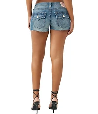 True Religion Crystal Joey Low Rise Cutoff Denim Shorts