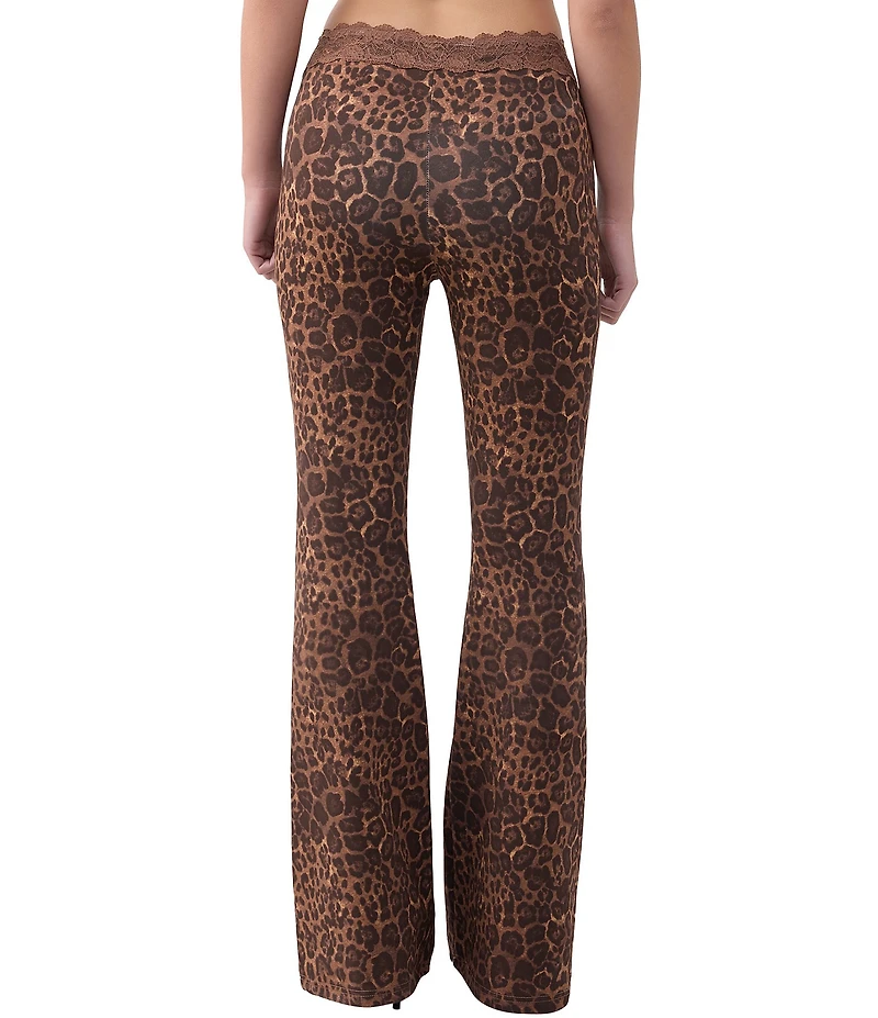 True Religion Crystal Leopard Print Lace Waist Bootcut Leg Coordinating Pants