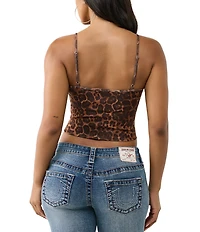 True Religion Crystal Leopard Print V-Neck Sleeveless Coordinating Cami Tank