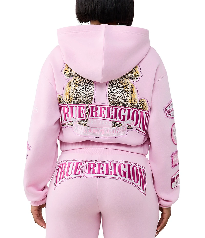 True Religion Crystal Varsity Relaxed Zip-Up Coordinating Hoodie