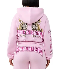 True Religion Crystal Varsity Relaxed Zip-Up Coordinating Hoodie