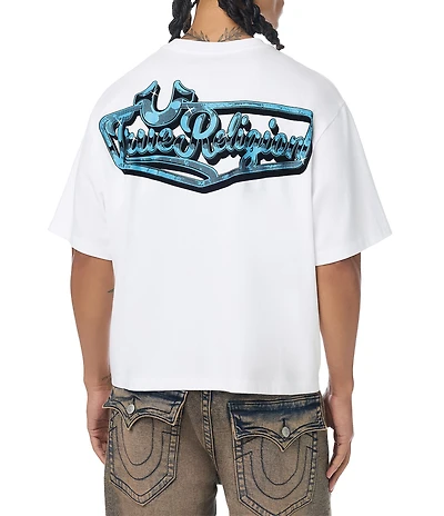 True Religion Flocked Chrome Logo Heavyweight Boxy T-Shirt