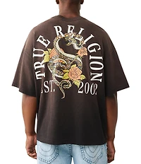 True Religion Floral Snake Printed Oversized T-Shirt
