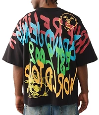 True Religion Graffiti Printed Short Sleeve Oversized T-Shirt