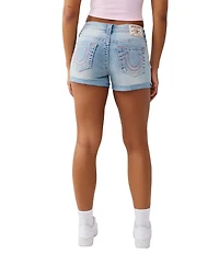 True Religion Jennie Big T Mid Rise Rolled Hem Denim Shorts