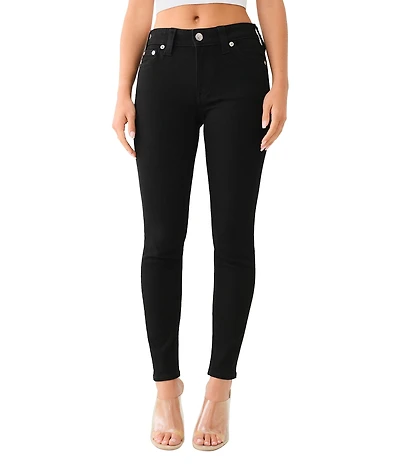 True Religion Jennie Tonal Stitching Mid Rise Black Curvy Skinny Jeans