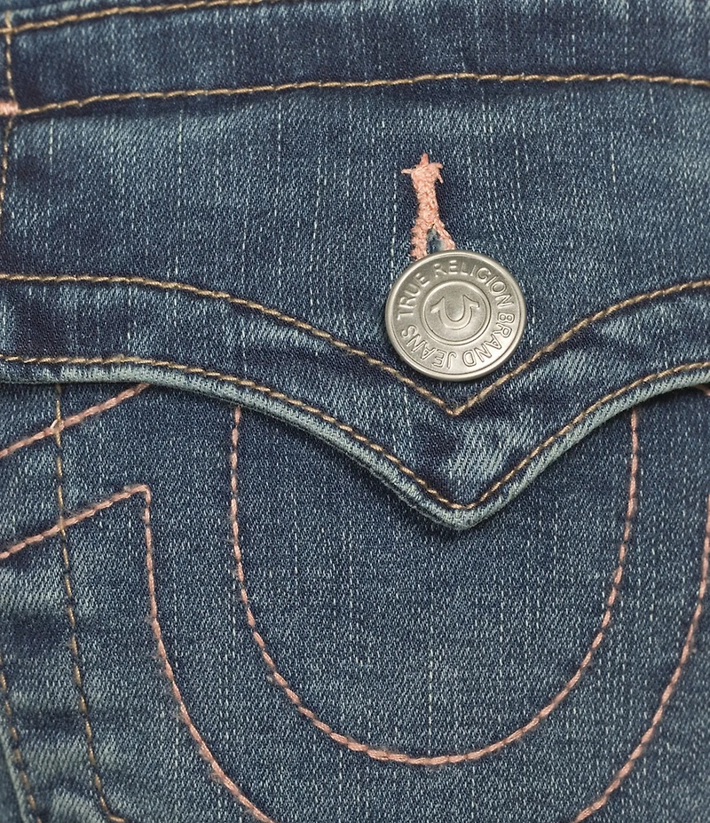 True Religion Jennie Cotton Blend Mid Rise Rolled Cuff Denim Shorts