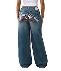 True Religion Jess Super Baggy Embroidered Logo Jeans