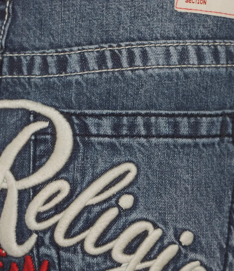 True Religion Jess Super Baggy Embroidered Logo Jeans