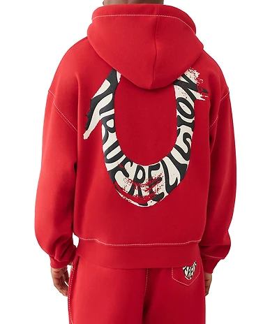 True Religion Long Sleeve Painted Horseshoe Fleece Hoodie