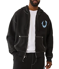 True Religion Long Sleeve Painted Horseshoe Fleece Hoodie