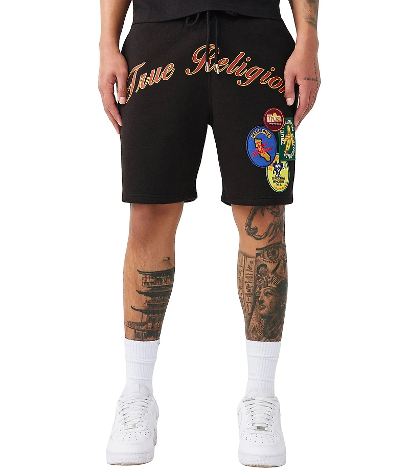 True Religion Orchard Stamp Patch Logo 8#double; Inseam Sweat Shorts
