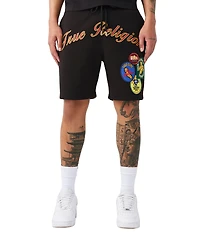 True Religion Orchard Stamp Patch Logo 8#double; Inseam Sweat Shorts