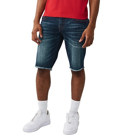 True Religion Ricky Distressed Detail Frayed Hem 12#double; Inseam Denim Shorts